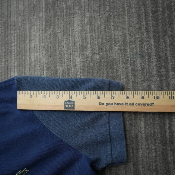 Lacoste Shirt Men Polo Short Sleeve Blue Regular Fit 100% Cotton Size 3 Small - Picture 9 of 10